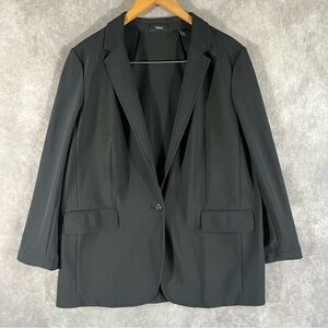 Theory Blazer Women 10 Black Single Breasted Pockets One Button Preppy Work